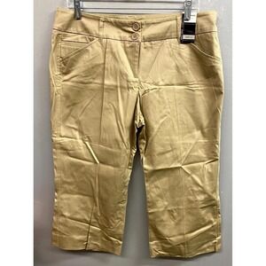 New York & Company Cropped Pants Women 12 Khaki Stretch 14th Street Straight Leg